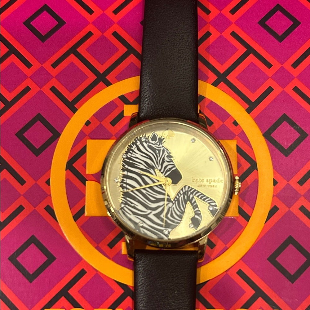 Kate Spade Zebra Design Watch with Black Strap
